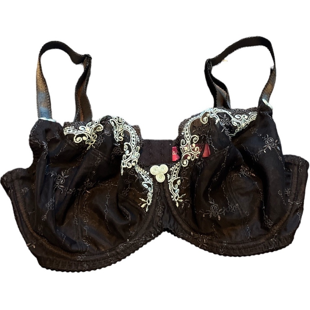 Curvy Kate Lace Detail‎ Bra Dark Grey Gray Soft Teal 34 F